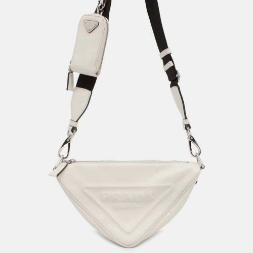 Leather Logo Embossed Triangle Shoulder Bag - Prada - Modalova