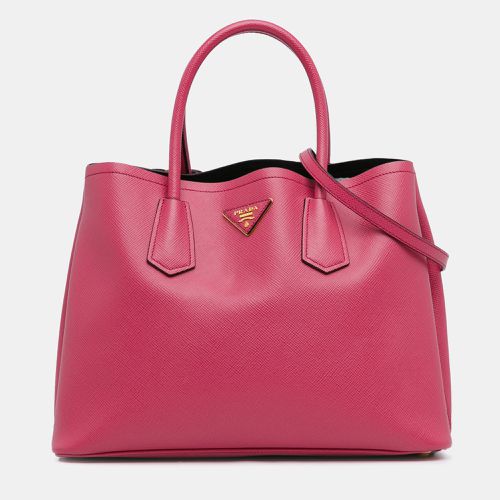 Medium Saffiano Cuir Double Satchel Bag - Prada - Modalova