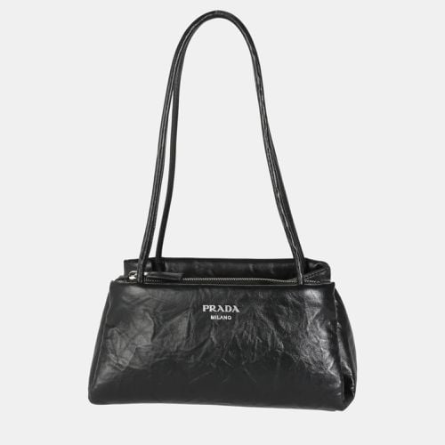 Leather Small East West Shoulder Bag - Prada - Modalova