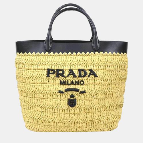 Small Crochet x Leather Rayon Natural Black Handbag - Prada - Modalova