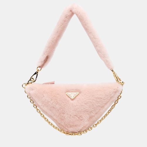 Mini Shearling Triangle Satchel - Prada - Modalova