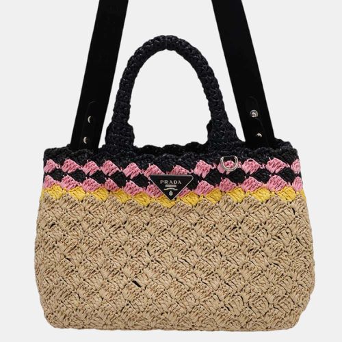 Black Raffia Canapa handbag - Prada - Modalova