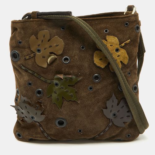 Olive Suede Vintage Romantic Leaves Crossbody Bag - Prada - Modalova