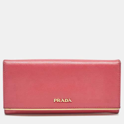 Saffiano Leather Metal Flap Continental Wallet - Prada - Modalova