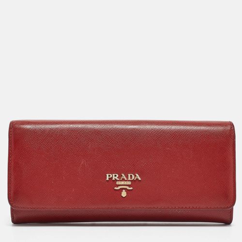 Saffiano Metal Leather Logo Flap Continental Wallet - Prada - Modalova