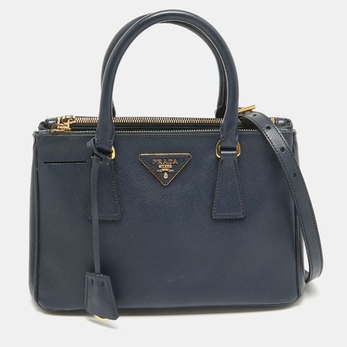 Navy Saffiano Lux Leather Small Double Zip Tote - Prada - Modalova