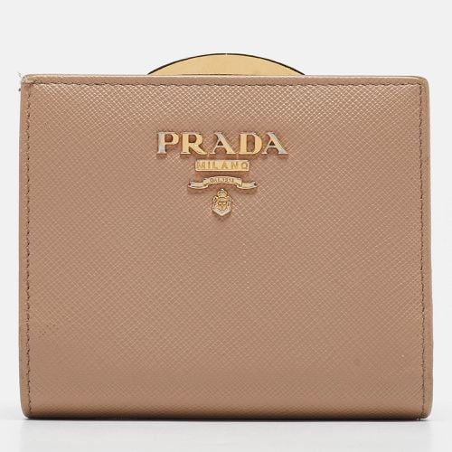 Saffiano Metal Leather Frame Compact Wallet - Prada - Modalova