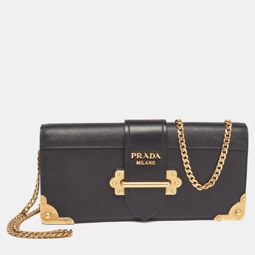 Leather Cahier Chain Clutch - Prada - Modalova