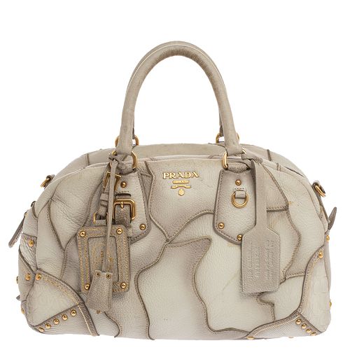 Ombre Deerskin Leather, Croco and Lizard Trim Patchwork Cervo Bowler Bag - Prada - Modalova