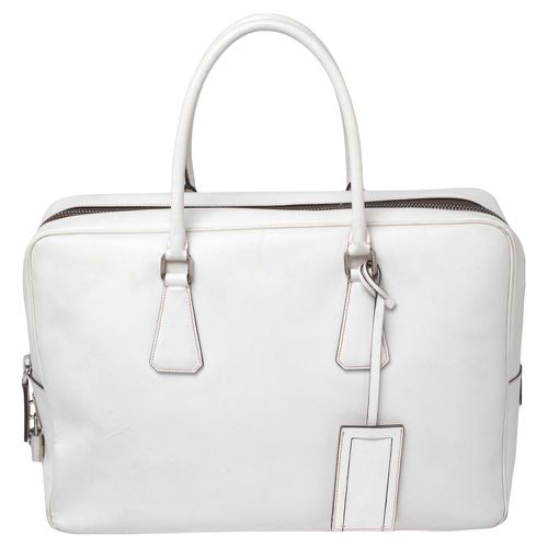 Off- Saffiano Leather Bauletto Bag - Prada - Modalova