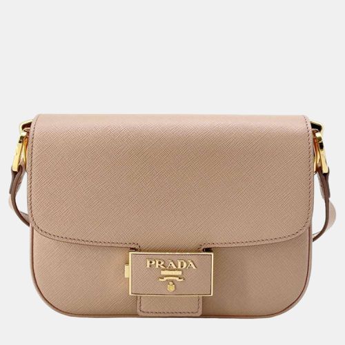 Saffiano Leather Emblème Shoulder Bag - Prada - Modalova