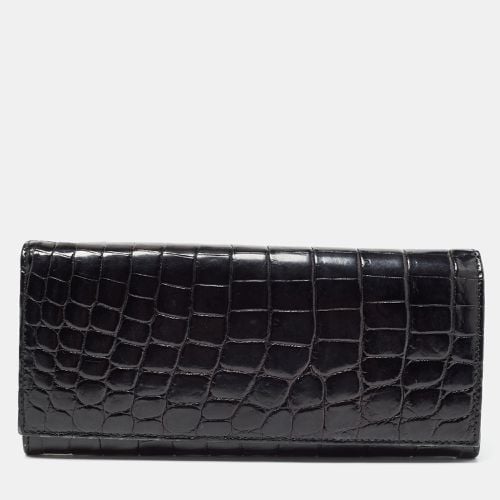 Crocodile Flap Continental Wallet - Prada - Modalova