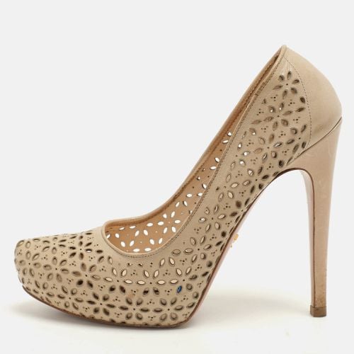 Lasercut Leather Platform Pumps Size 37.5 - Prada - Modalova