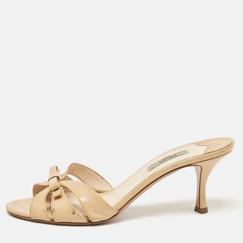 Patent Leather Bow Slide Sandals Size 39 - Prada - Modalova