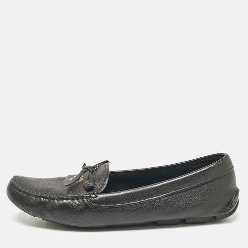 Leather Bow Logo Embellished Slip On Loafers Size 39 - Prada - Modalova