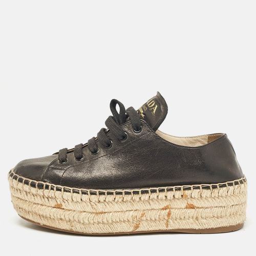 Leather Espadrille Platform Lace Up Sneakers Size 36 - Prada - Modalova