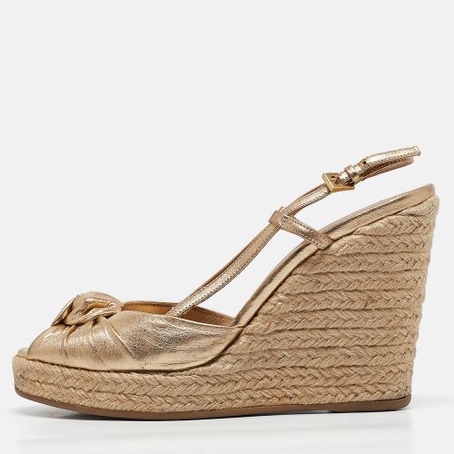 Leather Espadrille Platform Wedge Ankle Strap Sandals Size 39 - Prada - Modalova