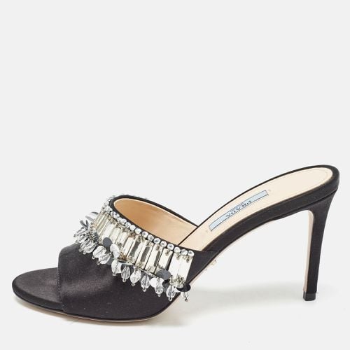 Satin Crystal Embellished Slide Sandals Size 37.5 - Prada - Modalova