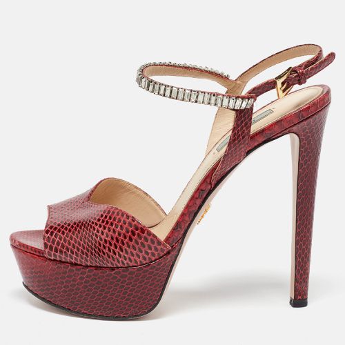 Snakeskin Crystals Embellished Platform Sandals Size 39 - Prada - Modalova