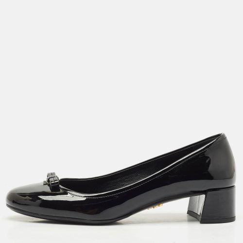 Patent Leather Bow Block Heel Pumps Size 37.5 - Prada - Modalova