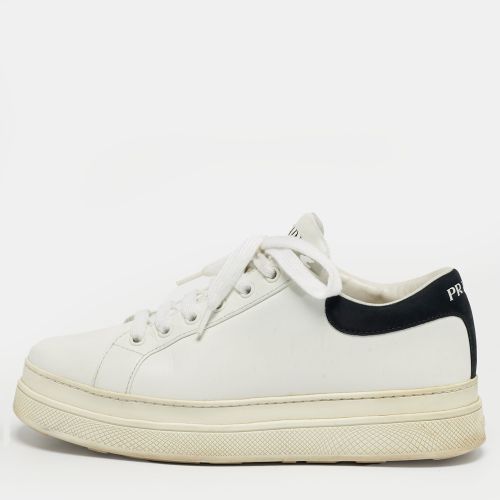 Black Leather Lace Up Low Top Sneakers Size 38.5 - Prada - Modalova