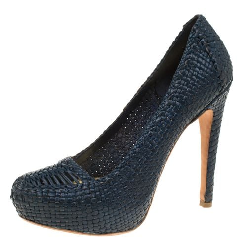 Woven Leather Madras Platform Pumps Size 38 - Prada - Modalova