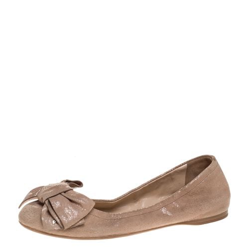 Textured Leather Bow Ballet Flats Size 37 - Prada - Modalova