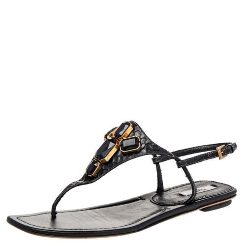 Python Embellished Thong Flat Sandals Size 38 - Prada - Modalova