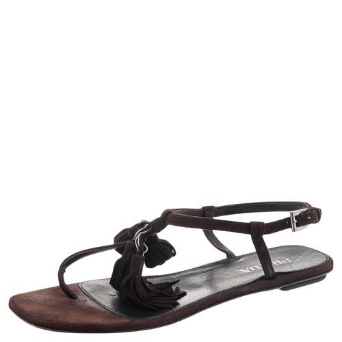 Suede Tassel Thong Sandals Size 37 - Prada - Modalova