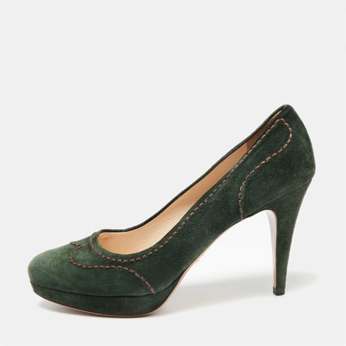 Suede Stitch Detail Platform Pumps Size 39 - Prada - Modalova