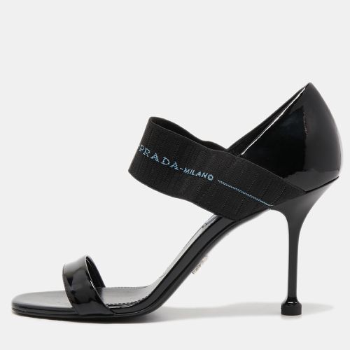 Patent Leather and Logo Elastic Ankle Strap Sandals Size 39 - Prada - Modalova