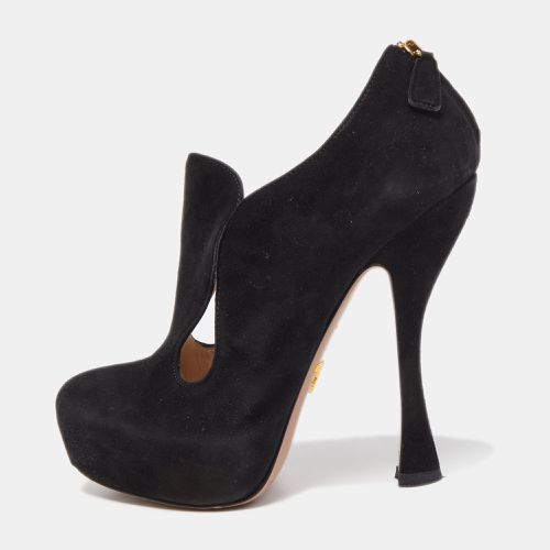 Suede Zip detail Cut Out Platform Booties Size 36.5 - Prada - Modalova