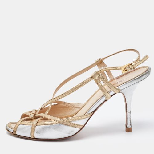 Gold Leather Bow Strappy Slingback Sandals Size 38.5 - Prada - Modalova