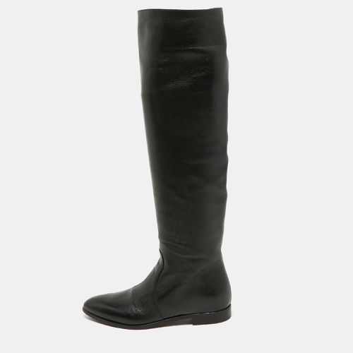 Leather Knee High Block Heel Boots Size 36 - Prada - Modalova