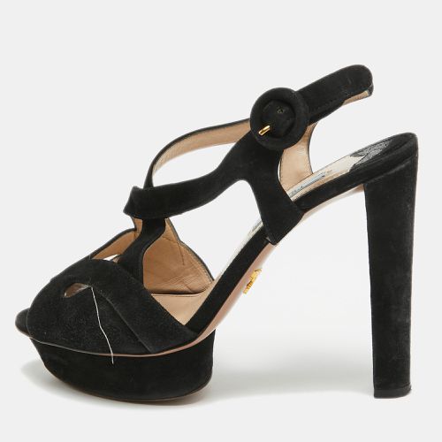 Suede Platform Slingback Sandals Size 38 - Prada - Modalova