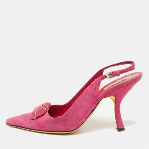 Suede Bow Pointed Toe Slingback Pumps Size 37 - Prada - Modalova