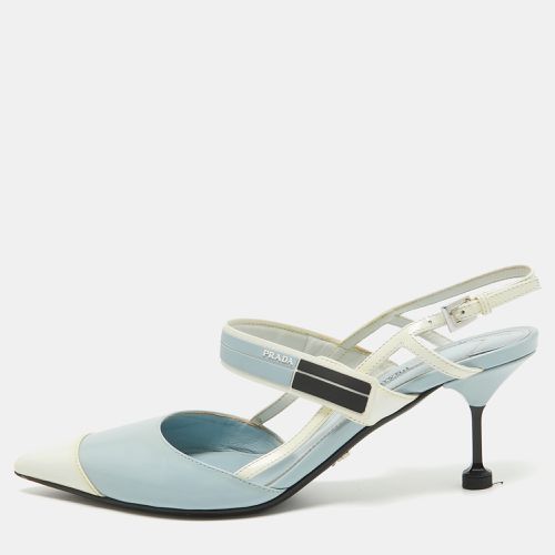 Light /White Leather and Rubber Pointed-Toe Slingback Pumps Size 37 - Prada - Modalova