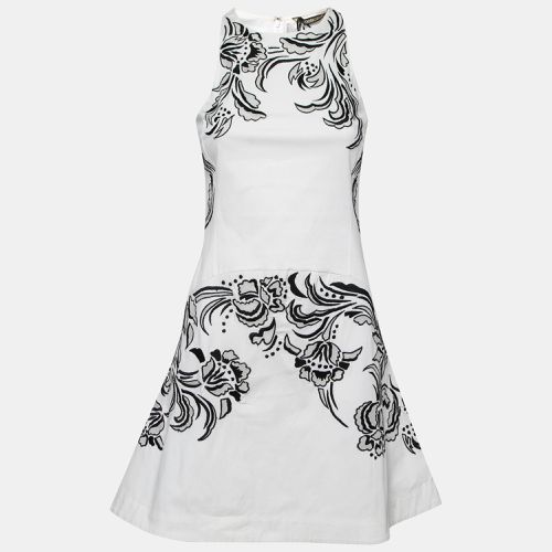 Cotton Poplin Contrast Embroidered Sleeveless Dress S - Roberto Cavalli - Modalova