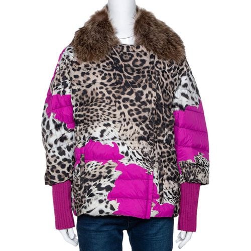 Animal Print Quilted Fur Lined Jacket M - Roberto Cavalli - Modalova