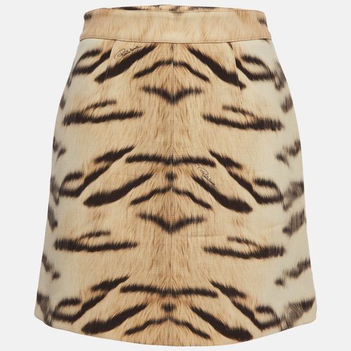 Tiger Print Fleece Wool Mini Skirt M - Roberto Cavalli - Modalova