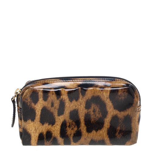 Brown Leopard Print Patent Leather Cosmetic Pouch - Roberto Cavalli - Modalova