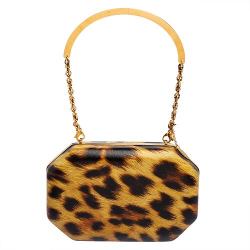 Leopard Print Leather Clutch - Roberto Cavalli - Modalova