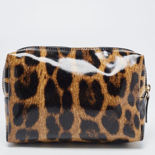 Black Leopard Print Patent Leather Cosmetic Pouch - Roberto Cavalli - Modalova