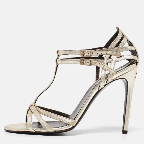 Metallic Leather Ankle Strap Sandals Size 40 - Roberto Cavalli - Modalova