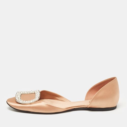 Peach Satin Crystal Embellished D'orsay Ballet Flats Size 38 - Roger Vivier - Modalova