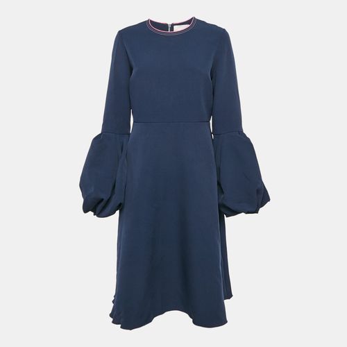 Navy Crepe Puff Sleeve Aylin Midi Dress L - Roksanda Ilincic - Modalova