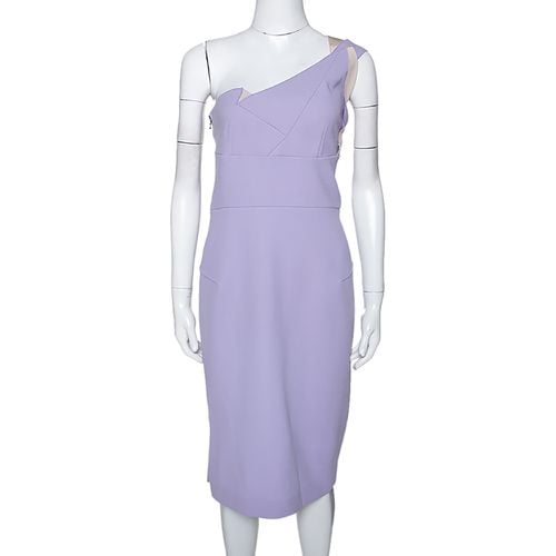 Lavender Wool Crepe One Shoulder Aglais Dress L - Roland Mouret - Modalova