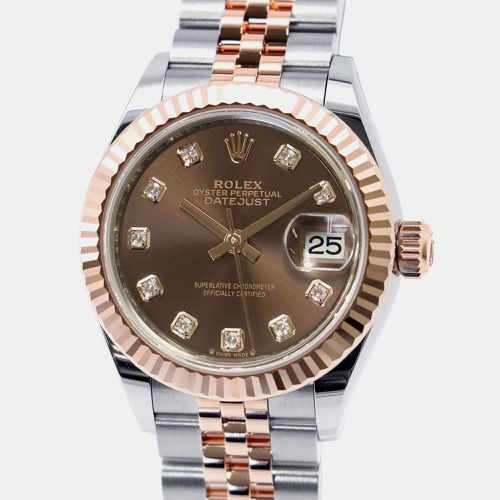 Diamond 18k Rose Gold Stainless Steel Datejust Automatic Women's Wristwatch 28 mm - Rolex - Modalova