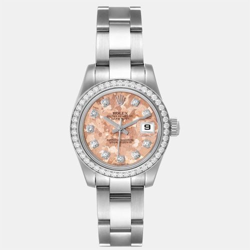 Diamonds 18K White Gold And Stainless Steel Datejust 179384 Women's Wristwatch 26 mm - Rolex - Modalova