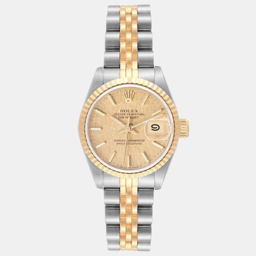 Datejust Champagne Linen Dial Steel Yellow Ladies Watch 69173 26 mm - Rolex - Modalova